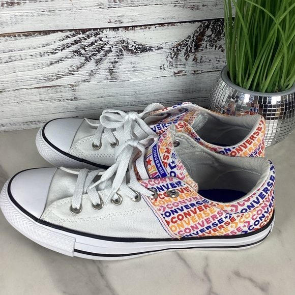 Converse size 9 Madison Wordmark Canvas White Sneakers Multicolor Tennis Shoes - Picture 6 of 12